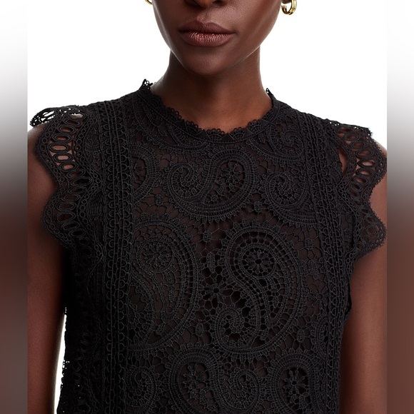 AQUA Bloomingdale’s Paisley Lace Top Work Date Night Blouse 🖤 - Picture 3 of 11